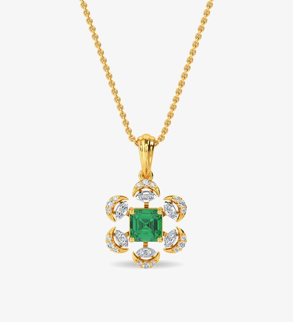 Esra Floral Diamond Pendant Set White Gold