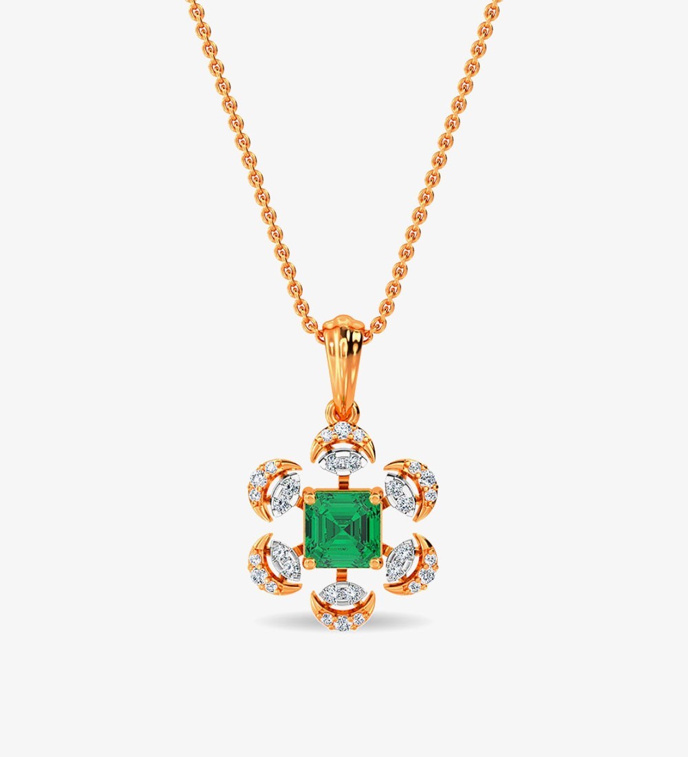 Esra Floral Diamond Pendant Set White Gold