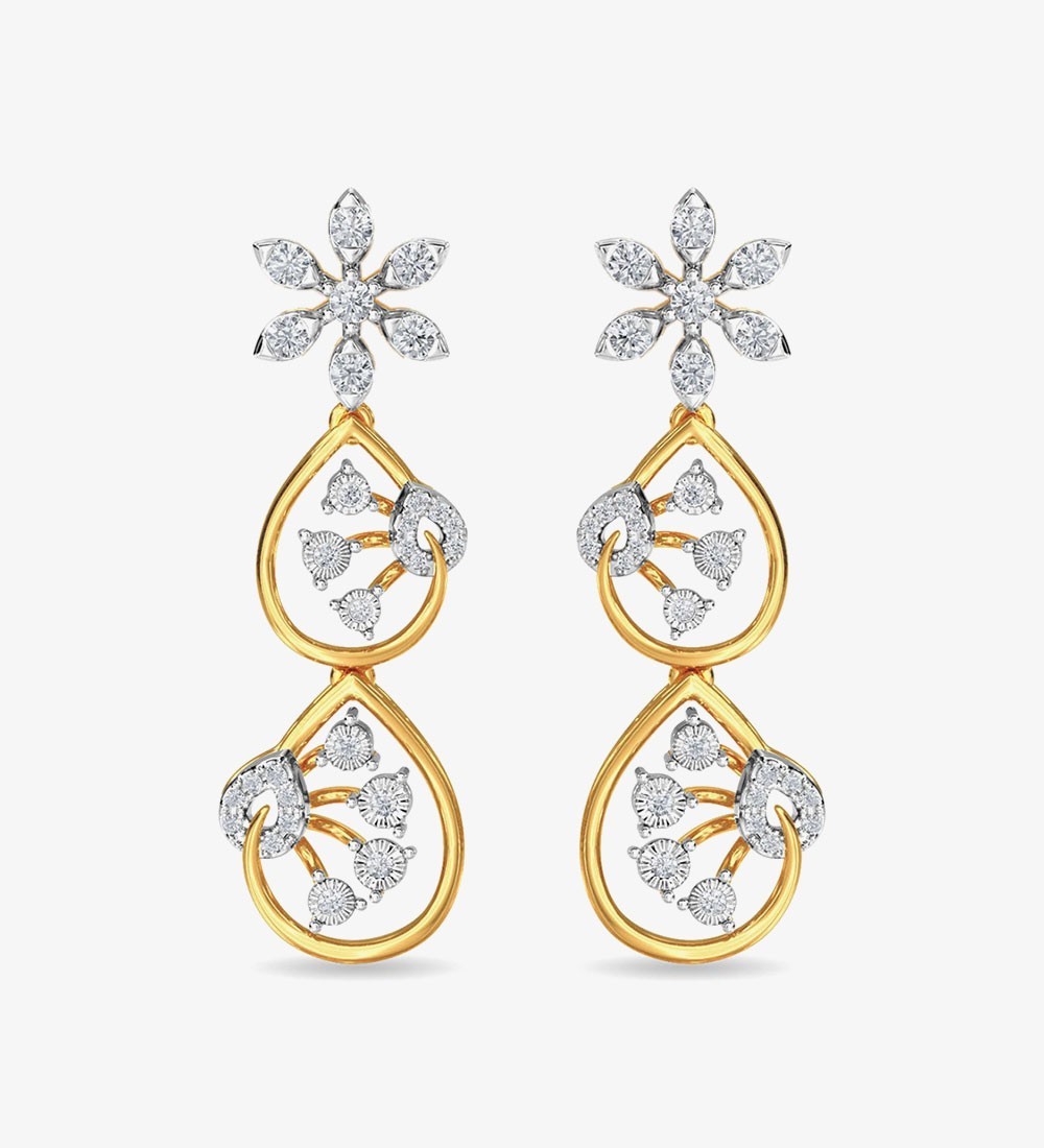Diamond Trinity Earring Dangler Rose Gold
