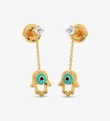 Hamsa Evil Diamond Dangling Eye Earrings Hamsa Evil Diamond Dangling Eye Earrings