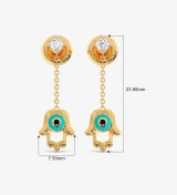 Hamsa Evil Diamond Dangling Eye Earrings Hamsa Evil Diamond Dangling Eye Earrings