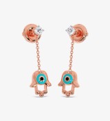 Hamsa Evil Diamond Dangling Eye Earrings Hamsa Evil Diamond Dangling Eye Earrings
