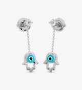 Hamsa Evil Diamond Dangling Eye Earrings Hamsa Evil Diamond Dangling Eye Earrings
