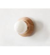 Concave wooden ring and glass globe wall lamp