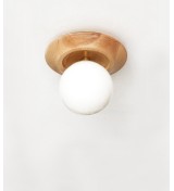 Concave wooden ring and glass globe wall lamp