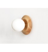 Concave wooden ring and glass globe wall lamp