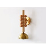 Vertical Bead Column and Brass Dome Wall Sconce