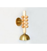 Vertical Bead Column and Brass Dome Wall Sconce