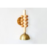 Vertical Bead Column and Brass Dome Wall Sconce