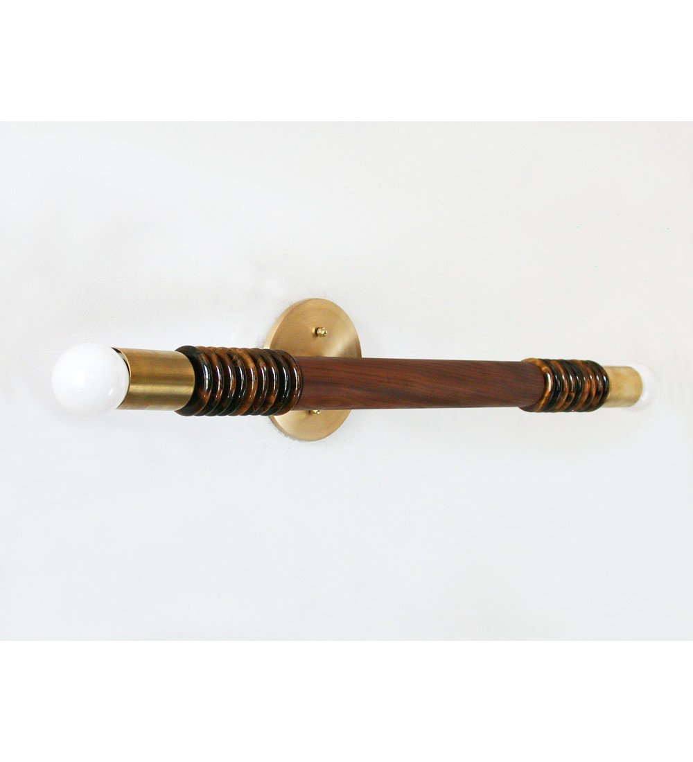 Linear wood grain copper ring wall lamp