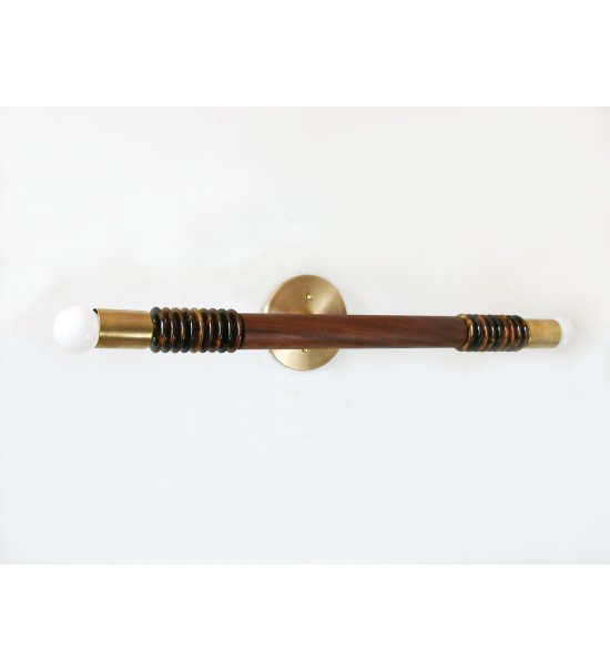 Linear wood grain copper ring wall lamp