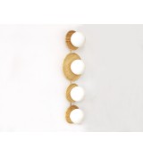 Four-pan wooden milky white glass ball wall lamp
