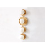 Four-pan wooden milky white glass ball wall lamp