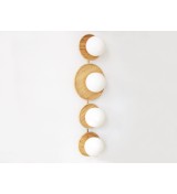 Four-pan wooden milky white glass ball wall lamp