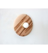 Wooden disc and opalescent glass globe wall lamp