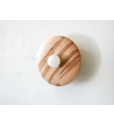 Wooden disc and opalescent glass globe wall lamp