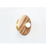 Wooden disc and opalescent glass globe wall lamp