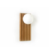Wood panel and opaline glass globe wall lamp
