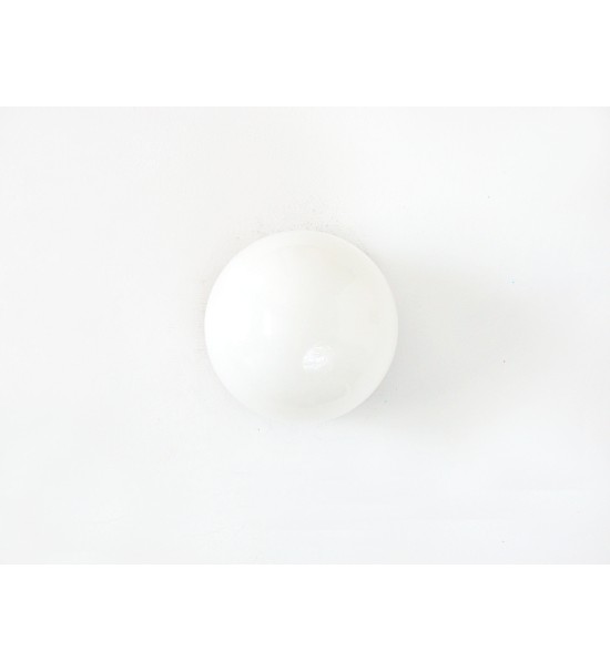 Wood and milky white spherical wall lamp