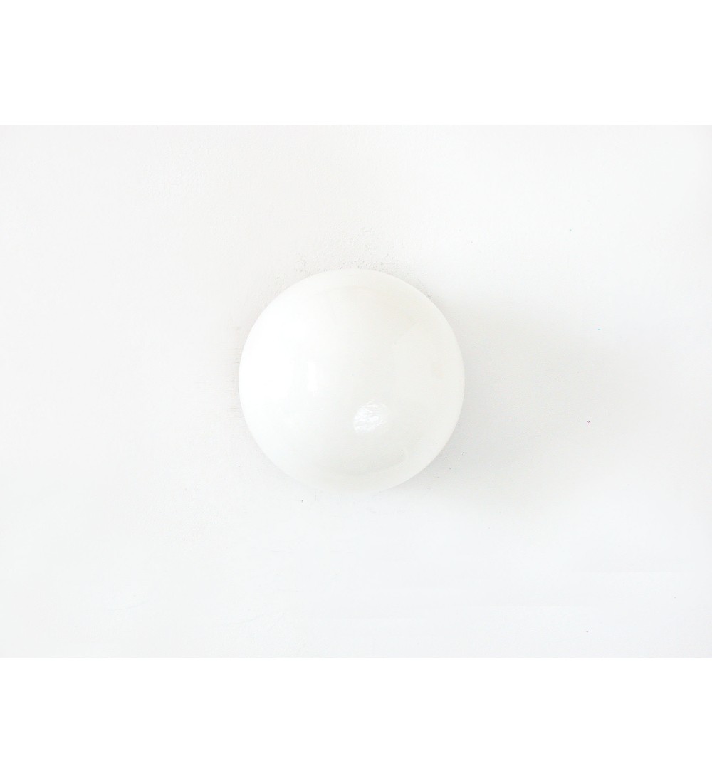 Wood and milky white spherical wall lamp