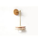 Wood grain disc and brass pendant wall light