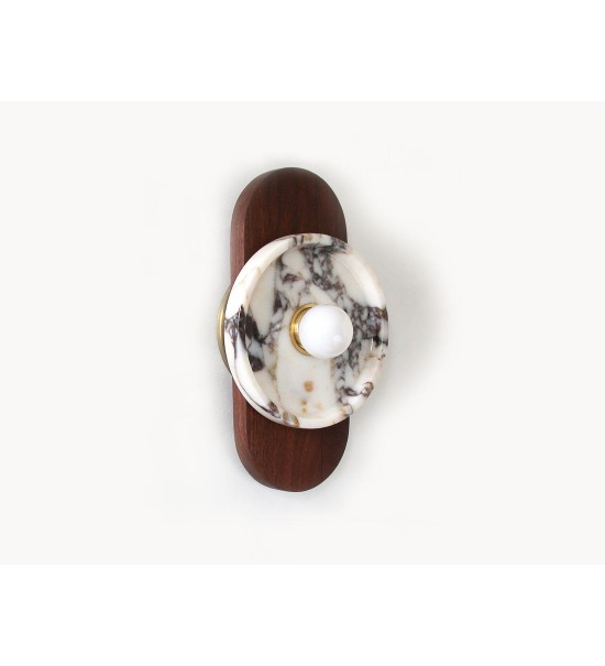 Marble disc with walnut oval wall lamp
