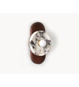 Marble disc with walnut oval wall lamp