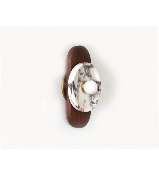 Marble disc with walnut oval wall lamp