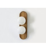 Double ball oval tray wooden wall lamp