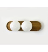 Double ball oval tray wooden wall lamp