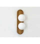 Double ball oval tray wooden wall lamp