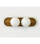 Double ball oval tray wooden wall lamp