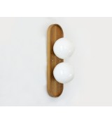Double ball oval tray wooden wall lamp