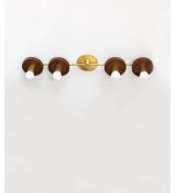 Vertical Four-Ring Walnut and Brass Wall Lamp