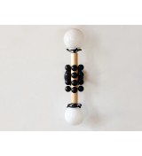 Double Sphere Bead and Wood Bar Wall Sconce
