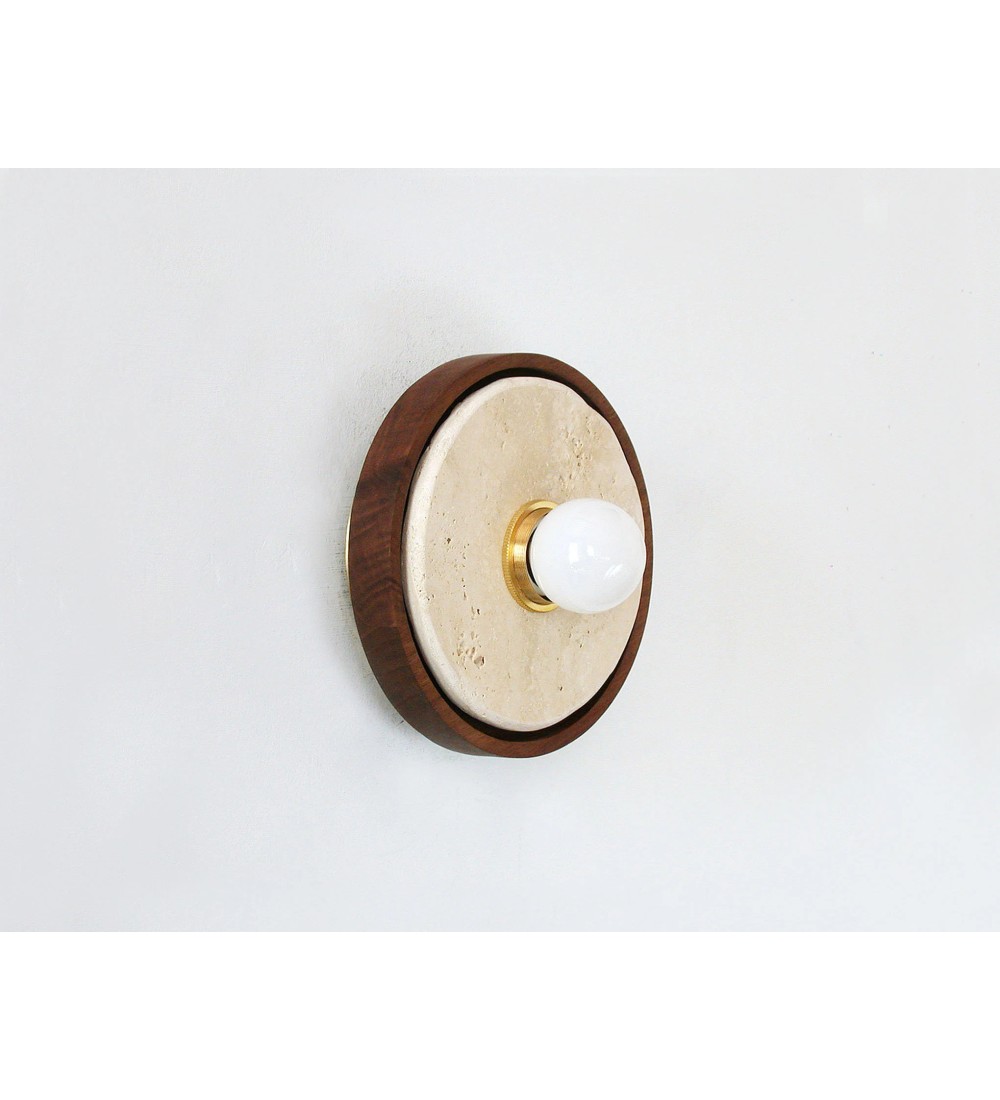 Travertine Recessed Walnut Ring Wall Light