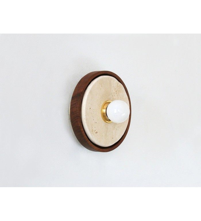 Travertine Recessed Walnut Ring Wall Light