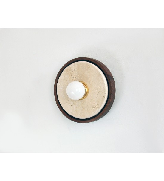 Travertine Recessed Walnut Ring Wall Light
