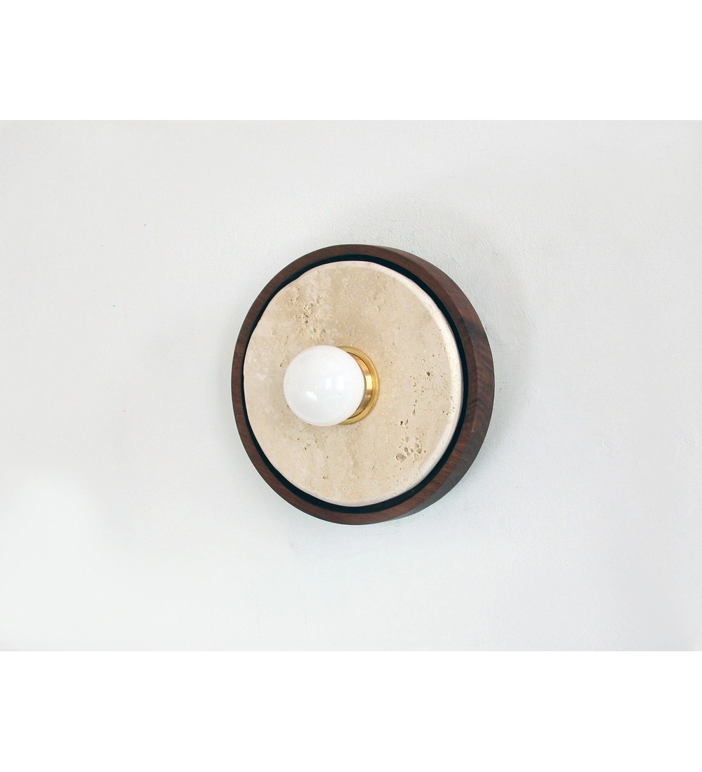 Travertine Recessed Walnut Ring Wall Light