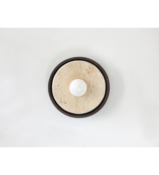 Travertine Recessed Walnut Ring Wall Light