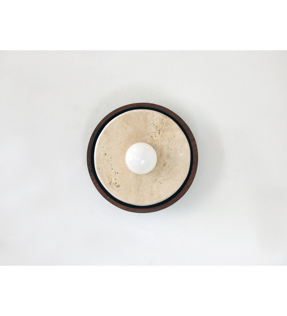 Travertine Recessed Walnut Ring Wall Light