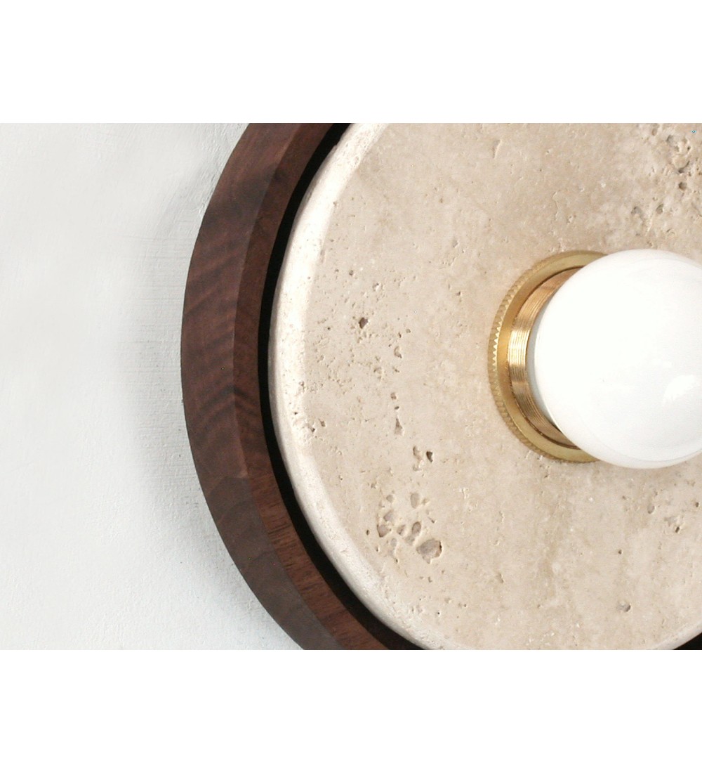 Travertine Recessed Walnut Ring Wall Light