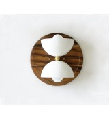 Double hemispherical wooden disc wall lamp