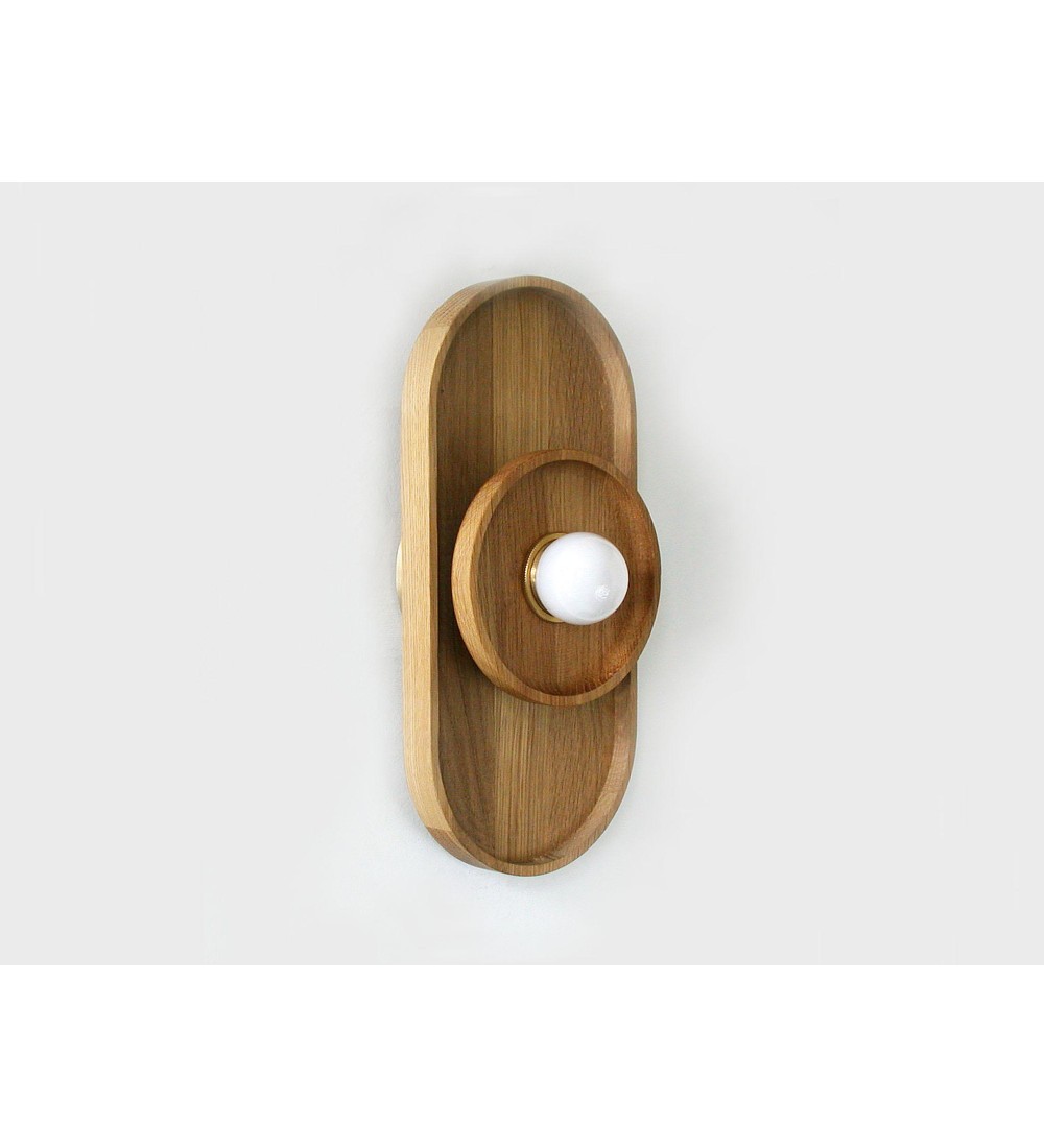 Oval Tray Wood Panel and Center Ring Wall Light