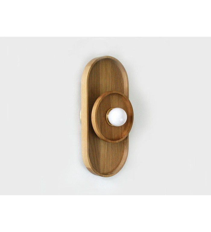 Oval Tray Wood Panel and Center Ring Wall Light