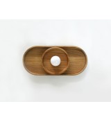 Oval Tray Wood Panel and Center Ring Wall Light