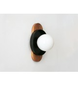 Walnut oval lamp plate and white dome wall lamp