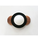 Walnut oval lamp plate and white dome wall lamp