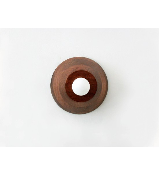 Stepped Walnut Cone and Brass Hoop Wall Light