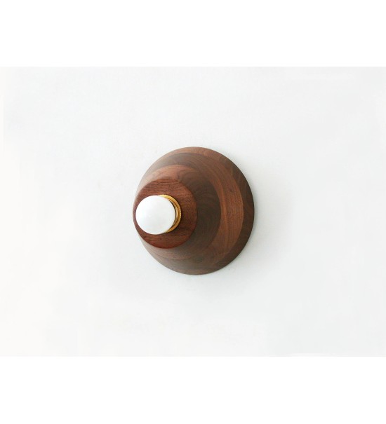 Stepped Walnut Cone and Brass Hoop Wall Light